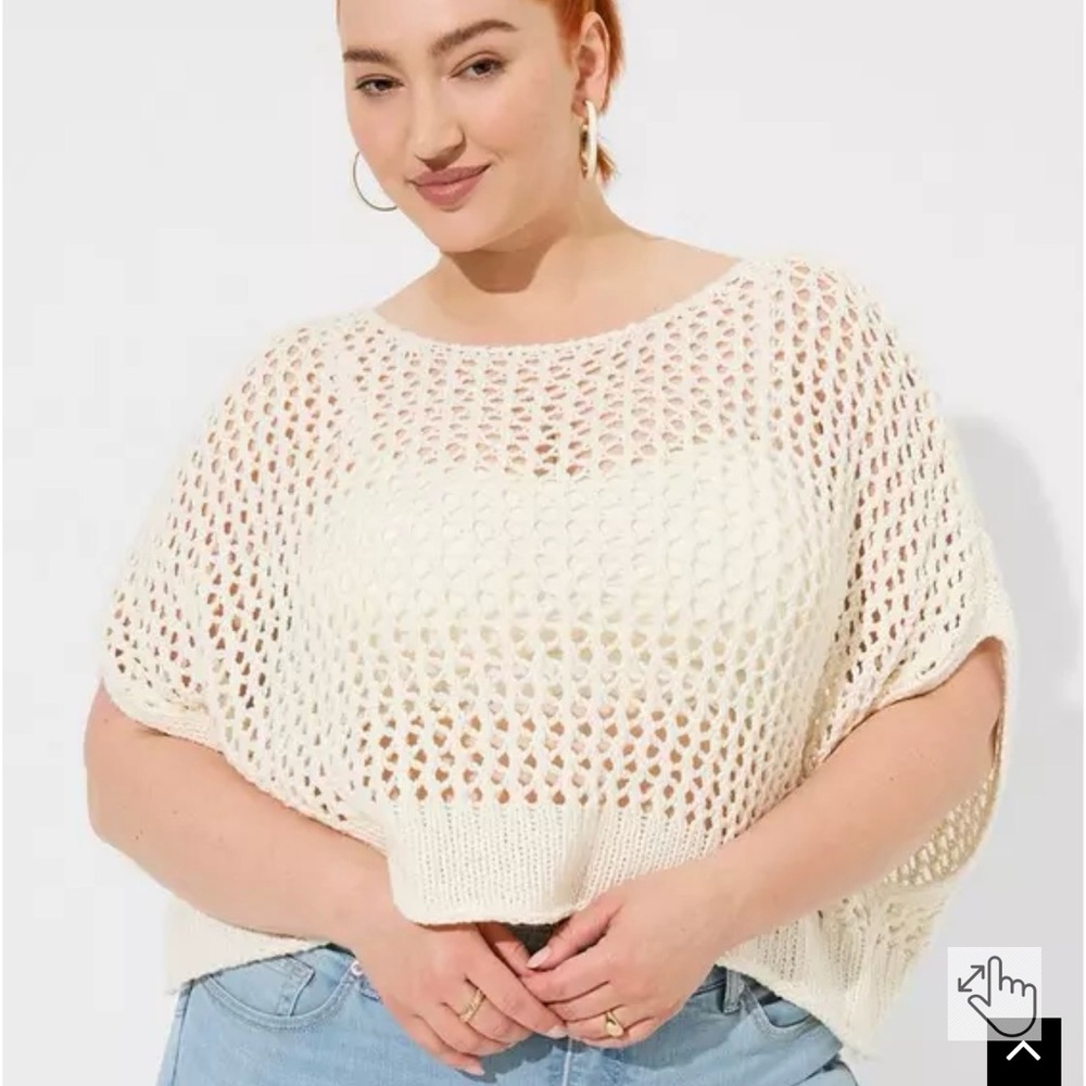 Torrid Open Stitch Pullover Oversized Cropped Sweater Size 0 - Picture 2 of 6